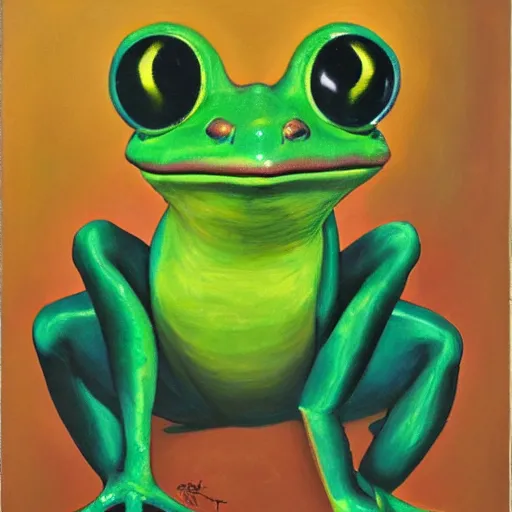 Image similar to Portrait of a frog, Oil on canvas, Centre Pompidou catalog