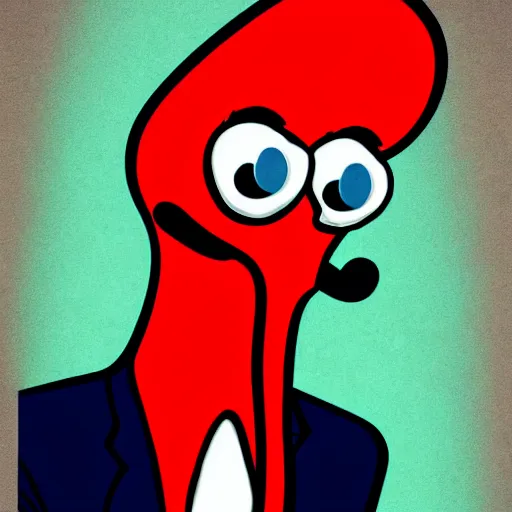 Image similar to handsome squidward portrait, realistic, pop art style, vivid