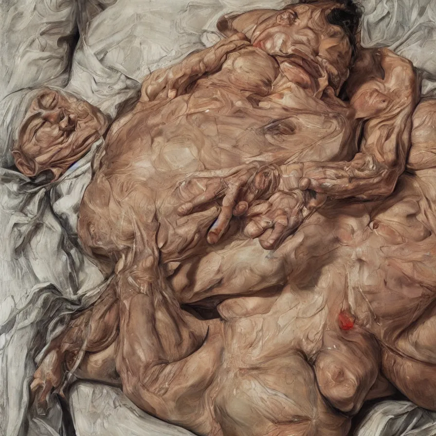 Prompt: high quality high detail painting by lucian freud and jenny saville, hd, anonymous subject, mangenta and brown