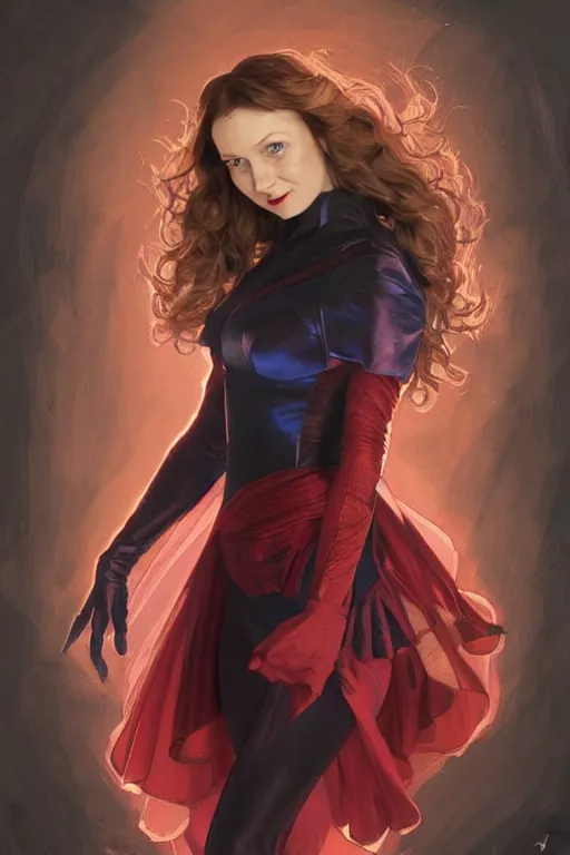 Prompt: Liz Truss as The Scarlet Witch, highly detailed character in digital fantasy, painted portrait, artstation, concept art, hard focus, illustrations, works by Artgerm and Greg Rutkowski, Alphonse Mucha and Craig Mullins, James Gene, Andrey Ryabovichev, Mark Simonetti and Peter Morbacher, 16 thousand