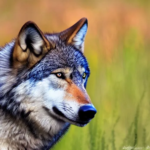 Prompt: wolf - cardinal, nature photography