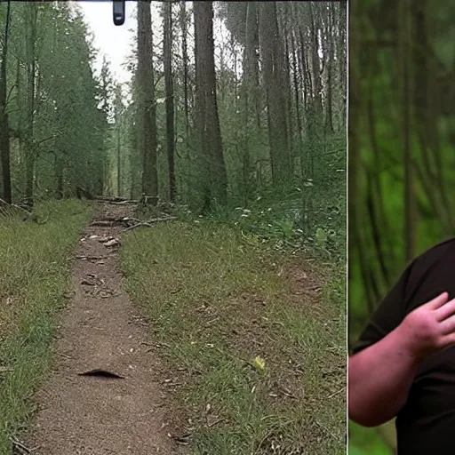 Image similar to creepy trail cam footage of an obese Donald trump