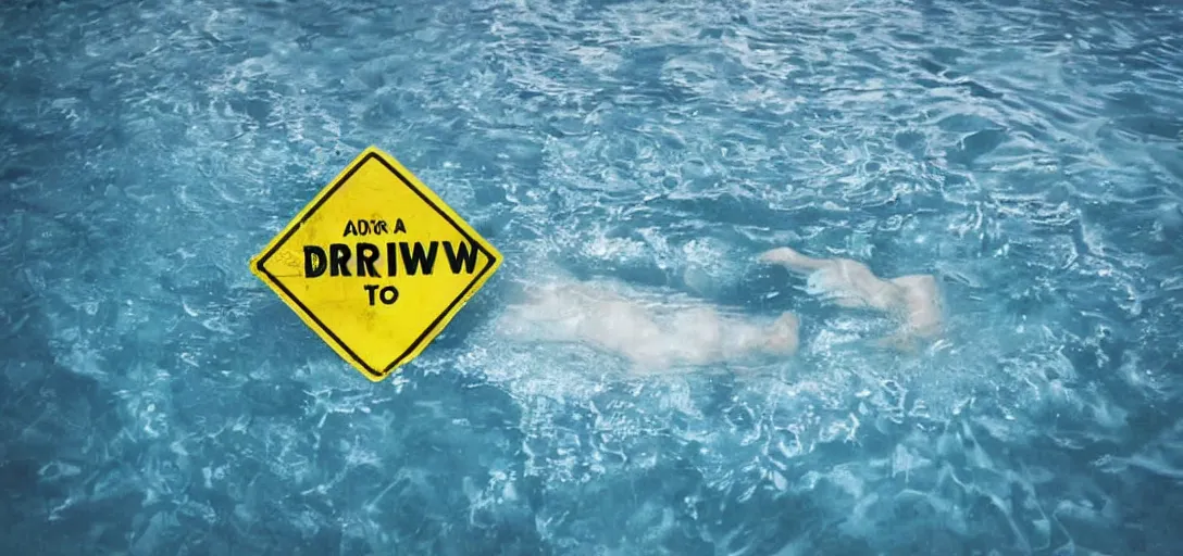 Image similar to a turn around dont drown sign under water