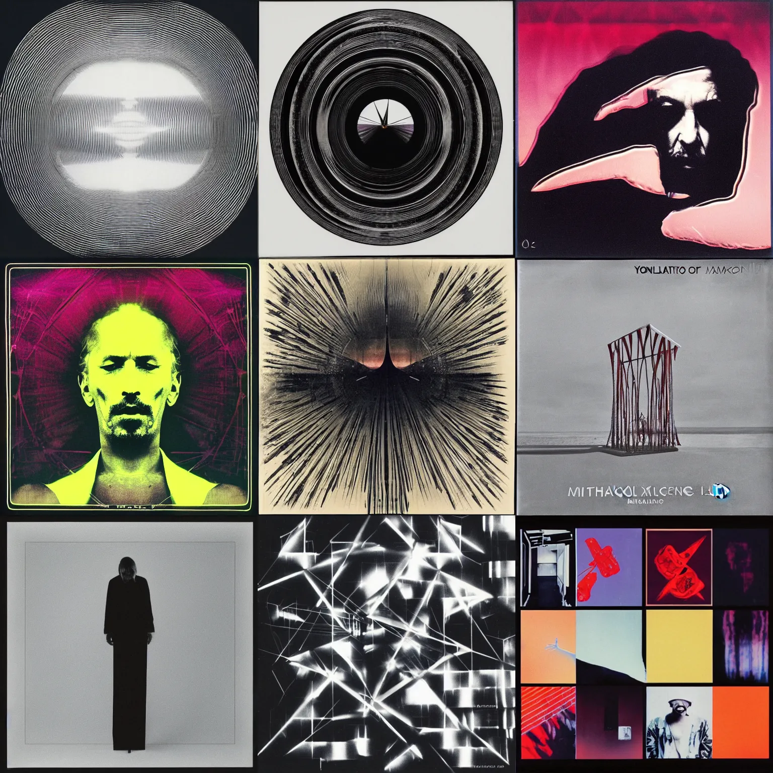 Prompt: Album art for an experimental club music album, by Yohji Yamamoto, Michael Mann, Dennis Oppenheim