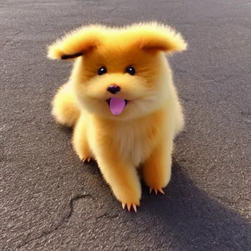 Image similar to real life Pokemon, cute, fluffy, ultra realistic, golden hour