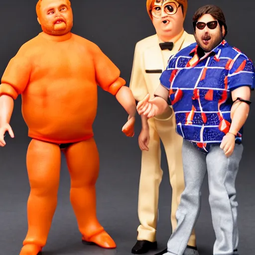 Image similar to tim and eric action figures eating pizza