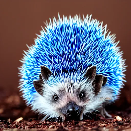 Prompt: photo of a real blue hedgehog
