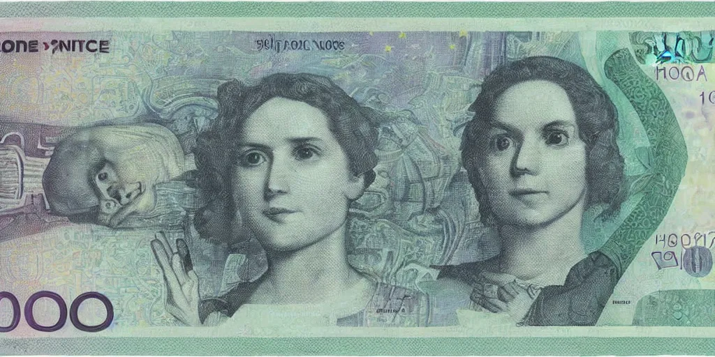 Image similar to 1 0 0 euro note but alien