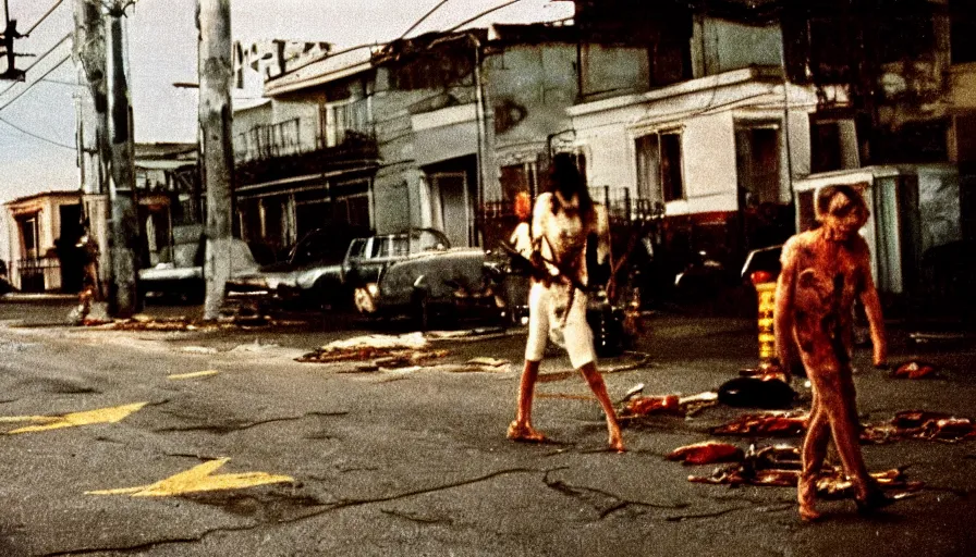 Prompt: 7 0 s film still from a horror movie about dead bodies in new orleans, kodachrome, cinecolor, cinestill, film grain, film texture, retro, cinematic, high resolution, photorealism,