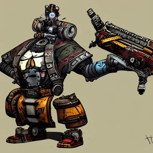 Image similar to stunning concept art of a borderlands 2 boss, highly detailed