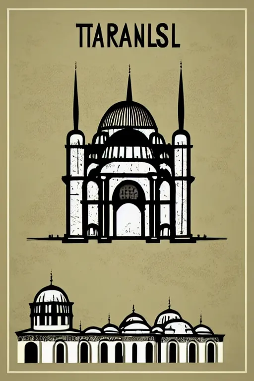 Image similar to minimalist vintage art of istanbul, illustration, vector art