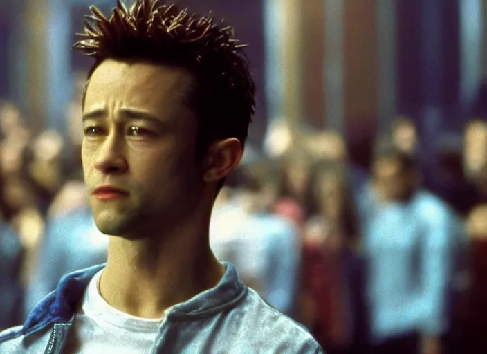 Prompt: film still of Joseph Gordon-Levitt as Tyler Durden in Fight Club 1999