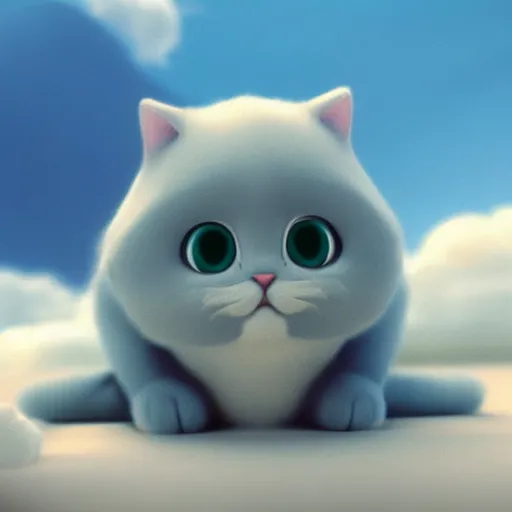 Image similar to cute kitty as a cloud, pixar, 3 d, 8 k, renderman render