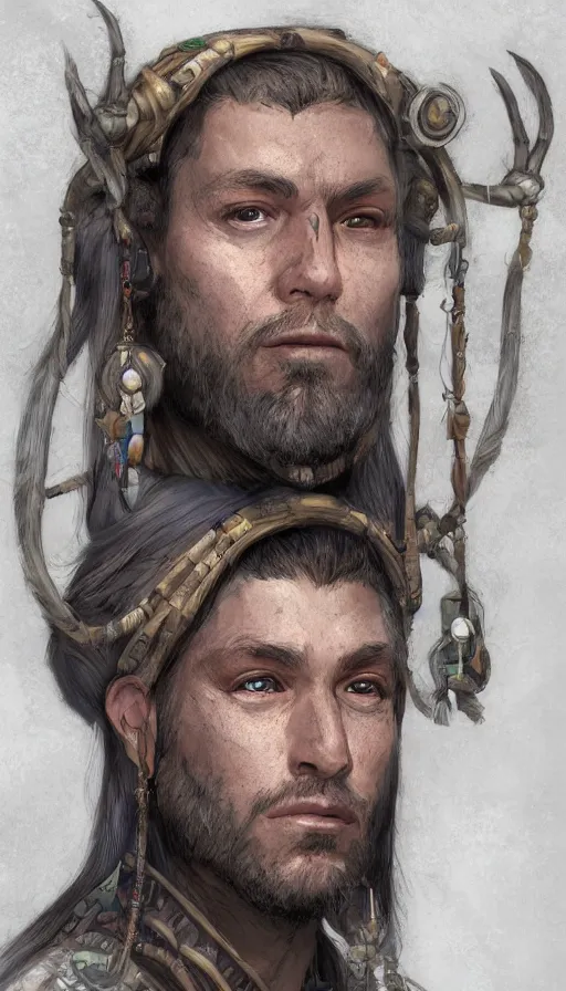 Image similar to portrait of a digital shaman, by d & d concept artists