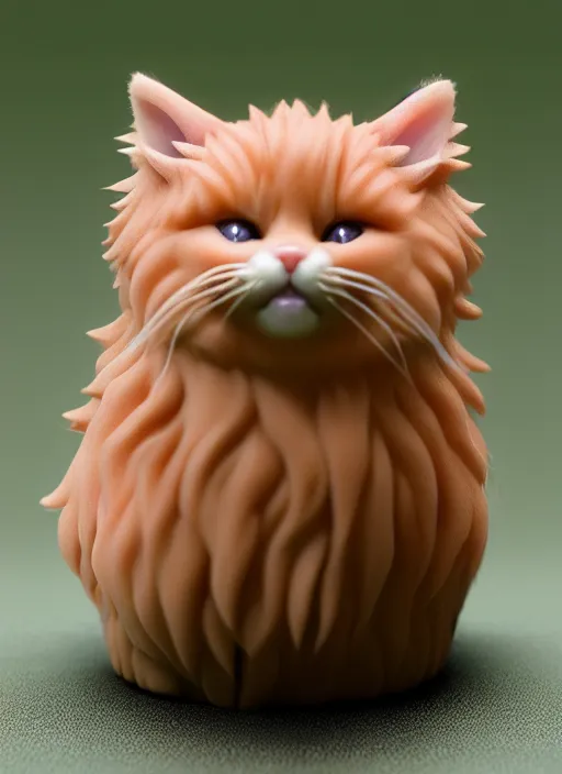 Image similar to 80mm resin detailed miniature of fluffy cat, Product Introduction Photos, 4K, Full body, subsurface scattering