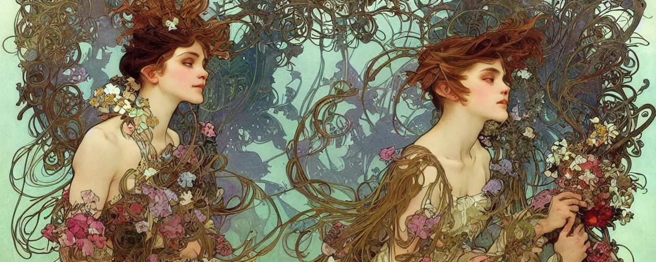 Image similar to fairytale by jean - baptiste monge and alphonse mucha!, masterpiece, colorful