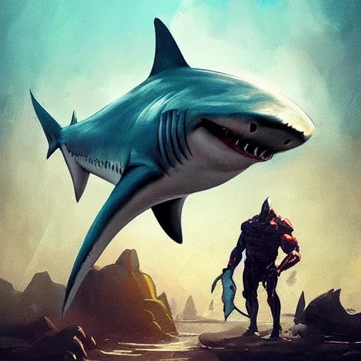 Image similar to shark man of 🤖 , digital Art, Greg rutkowski, Trending cinematographic artstation