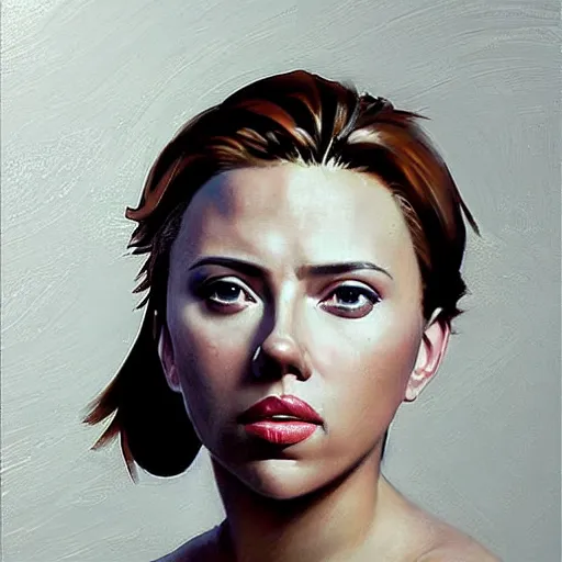 Prompt: greg manchess portrait painting of scarlett johansson as adult beautiful thick muscular female bodybuilder toph beifong from avatar, medium shot, asymmetrical, profile picture, organic painting, sunny day, matte painting, bold shapes, hard edges, street art, trending on artstation, by huang guangjian and gil elvgren and sachin teng