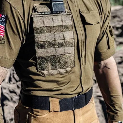 Image similar to tactical cargo buckskin shirt with tactical pouches