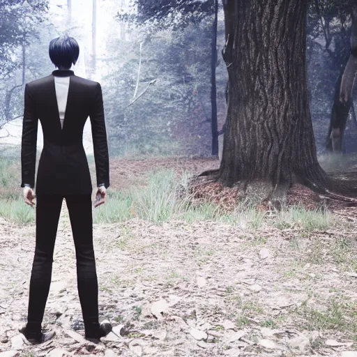 Image similar to slender man, tekken 7, unreal engine, octane render,