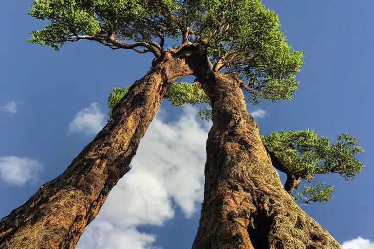 Image similar to a huge tree reaching the clouds