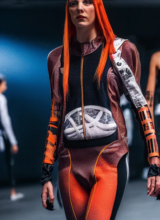 Prompt: hyperrealistic and heavy detailed adidas runway show of movie the fifth element leeloo dallas, leica sl 2 5 0 mm, vivid color, high quality, high textured, real life