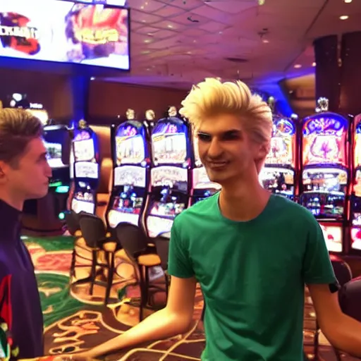 Image similar to gigachad xqc gambling : : realistic : : 1 dslr : : 1 - - quality 2