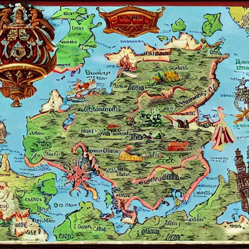 Image similar to map of russia with dragon icons,