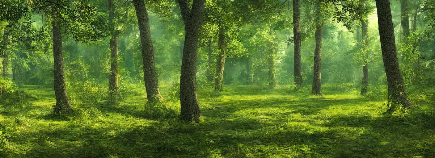 Image similar to a clearing in a forest, digital art, highly detailed, realistic, bright colors, 8 k