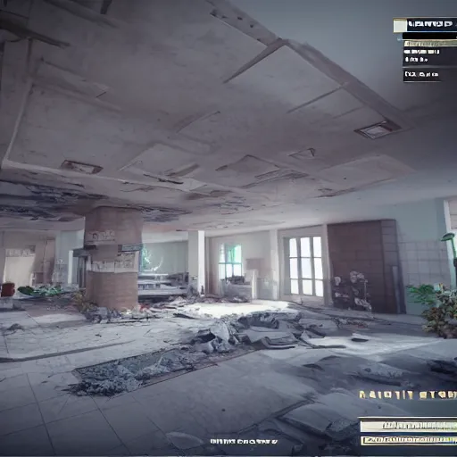 Prompt: destroyed hospital interior unreal engine detailed