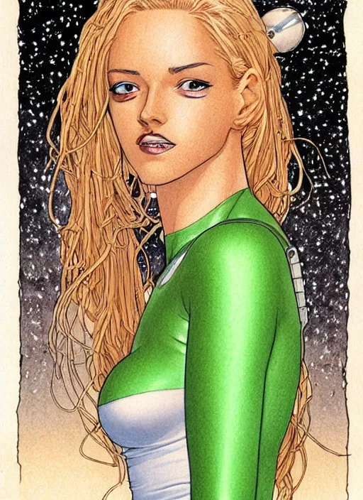 Prompt: extremely detailed, intricate photorealistic portrait of beautiful female android, art by milo manara