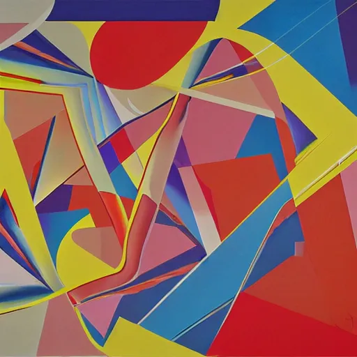 Image similar to an airbrush painting by James Rosenquist behance geometric abstract art vorticism