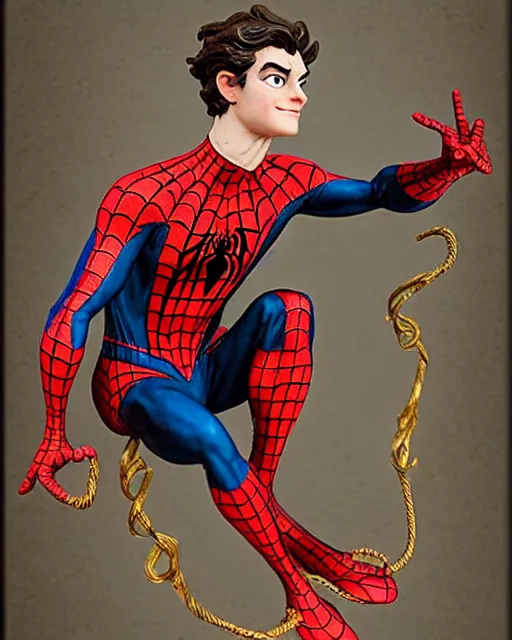 Image similar to peter parker spiderman, wearing a beautiful 1 8 th century suit with flounces and ribbons, rococo style, francois boucher style, highly detailed, very realistic, painterly style