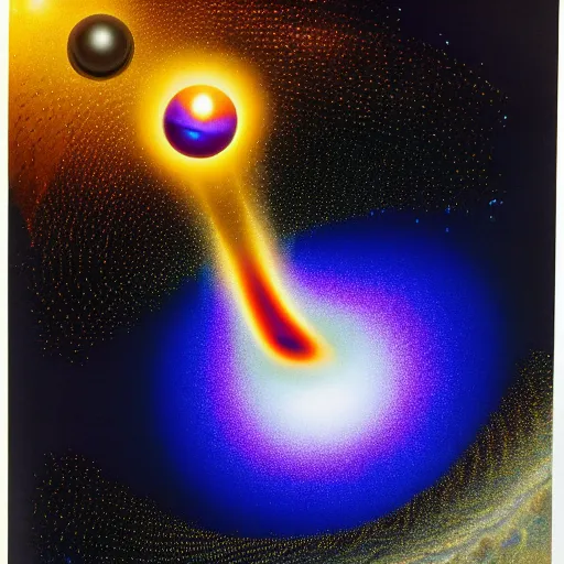 Image similar to by harold edgerton lavish. a beautiful computer art of a black hole consuming a star.