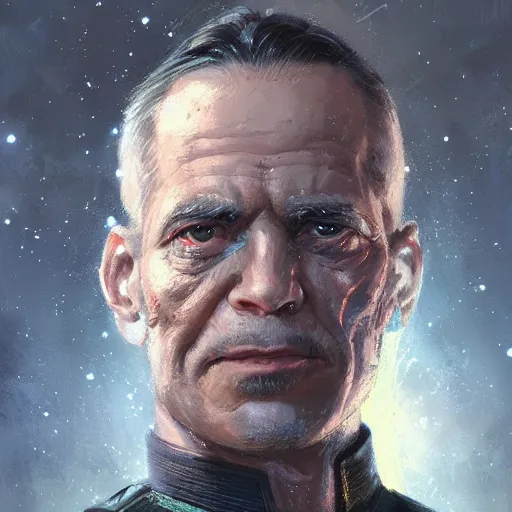 Image similar to portrait of a man by greg rutkowski, old admiral jagged fel, star wars expanded universe, he is about 6 0 years old, wearing uniform of the galactic alliance navy, highly detailed portrait, digital painting, artstation, concept art, smooth, sharp foccus ilustration, artstation hq