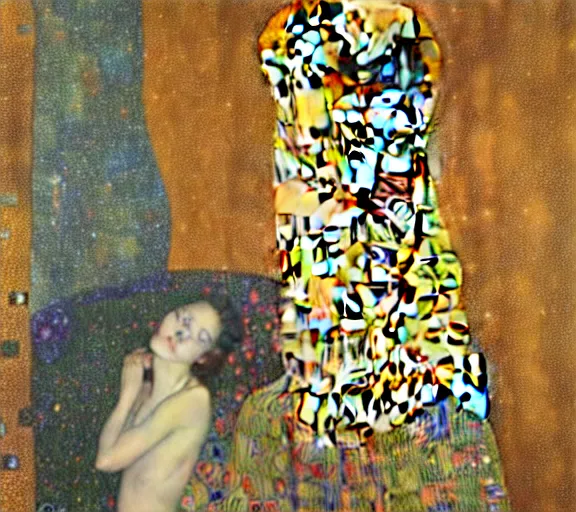 Prompt: a river of bodies and nebula and jewels, by Georgia O keeffe, by Gustav klimt