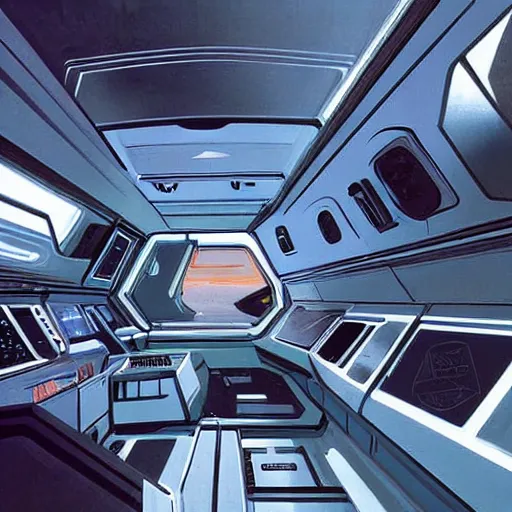 Prompt: digital art, transport spacecraft, Syd Mead, very wide view, atmospheric, epic composition