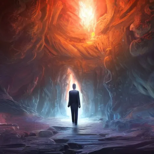 Image similar to Joe Biden standing in front of a powerful energy portal. Fantasy concept art. Best of ArtStation.