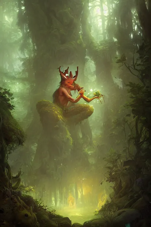 Image similar to a beautiful hyperrealistic painting of a forest troll by peter mohrbacher, gigantic, octane render, brilliantly coloured, intricate, ultra wide angle, trending on artstation, dusk, volumetric lighting, polished, micro details, ray tracing, 8k