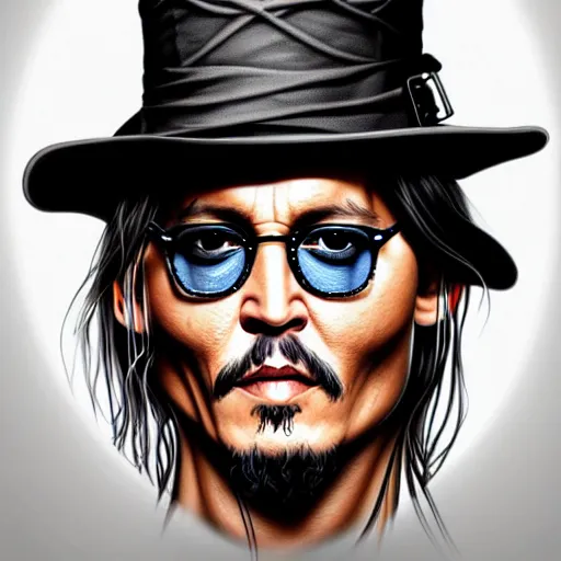 Prompt: johnny depp without limbs, arms and legs missing, intricate, highly detailed, centered, digital painting, artstation, concept art, smooth, sharp focus, illustration, artgerm