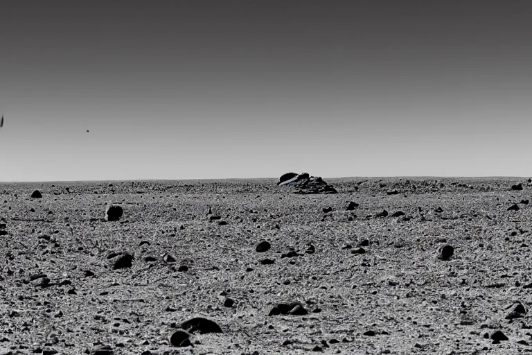 Image similar to photo taken from the surface a barren alien planet, two suns and a gas giant planet in the sky, black and white spielberg 3 5 mm film cinematic 4 k