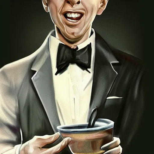 Image similar to perfect composition, subdued color palette, award-winning concept art, detailed digital painting, airbrushed, low contrast: costume design for young Frank Sinatra as a poor 1950s bartender. Volumetric cinematic lighting, great attention to perfect anatomy, special attention to posing, great attention to realistic facial expression, faithful cinematic color scheme, perfectly coherent. In the style of: Greg Rutkowski, Francis Bacon, Syd Mead, Norman Rockwell, Beksinski, Edward Hopper, James Gilleard, Ilya Kuyshinov, WLOP, Stanley Artgerm, Takato Yamamoto, and James Jean.