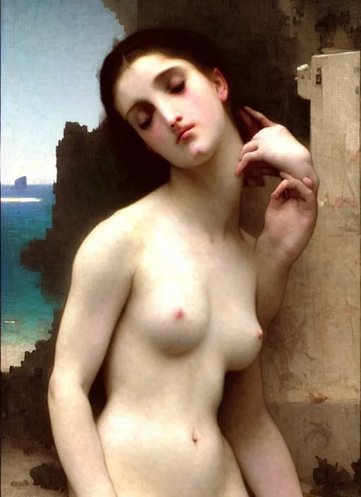 Prompt: long female dress abandoned on the bottom of the sea, art by ex machina, william - adolphe bouguereau