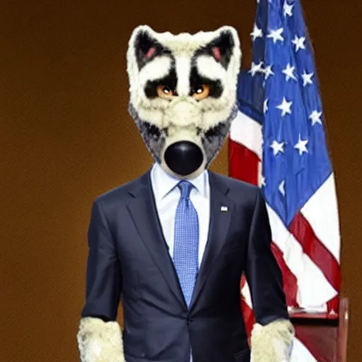 Prompt: Barack Obama in a wolf fursuit