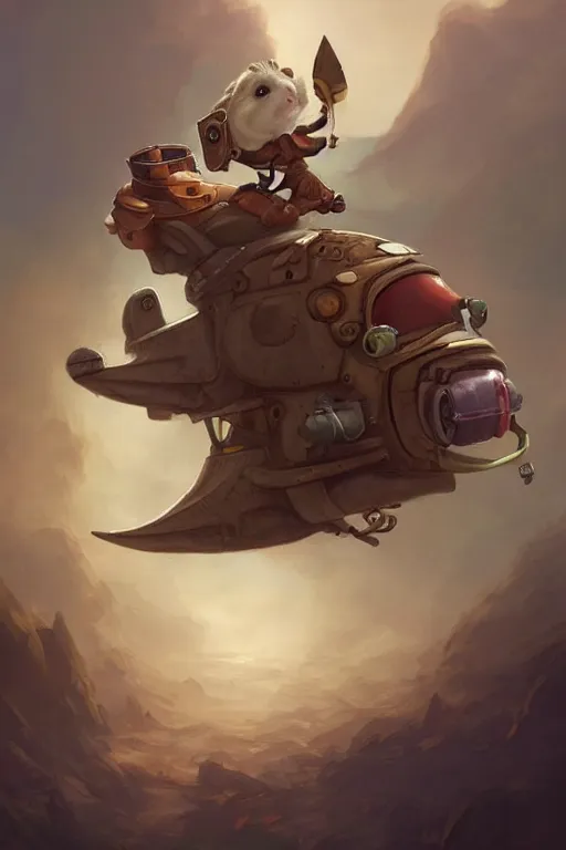 Image similar to cute little anthropomorphic Guinea Pig Piloting a helicopter , tiny, small, short, Pilot outfit, cute and adorable, pretty, beautiful, DnD character art portrait, matte fantasy painting, DeviantArt Artstation, by Jason Felix by Steve Argyle by Tyler Jacobson by Peter Mohrbacher, cinematic lighting