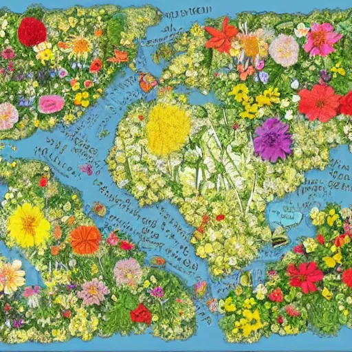 Image similar to Map of Earth made of flowers,