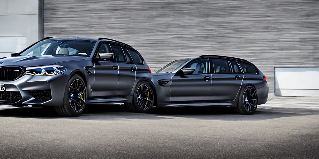 Prompt: “2019 BMW M5 Wagon, very dark metallic grey, ultra realistic, 8k, high detail”