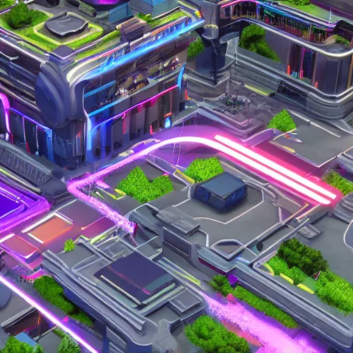 Prompt: isometric cityscape from wipeout playstation detailed photorealistic 4 k unreal engine