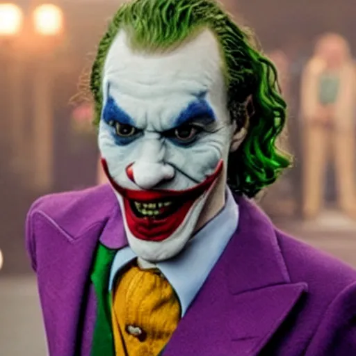 Prompt: film still of Waluigi as joker in the new Joker movie