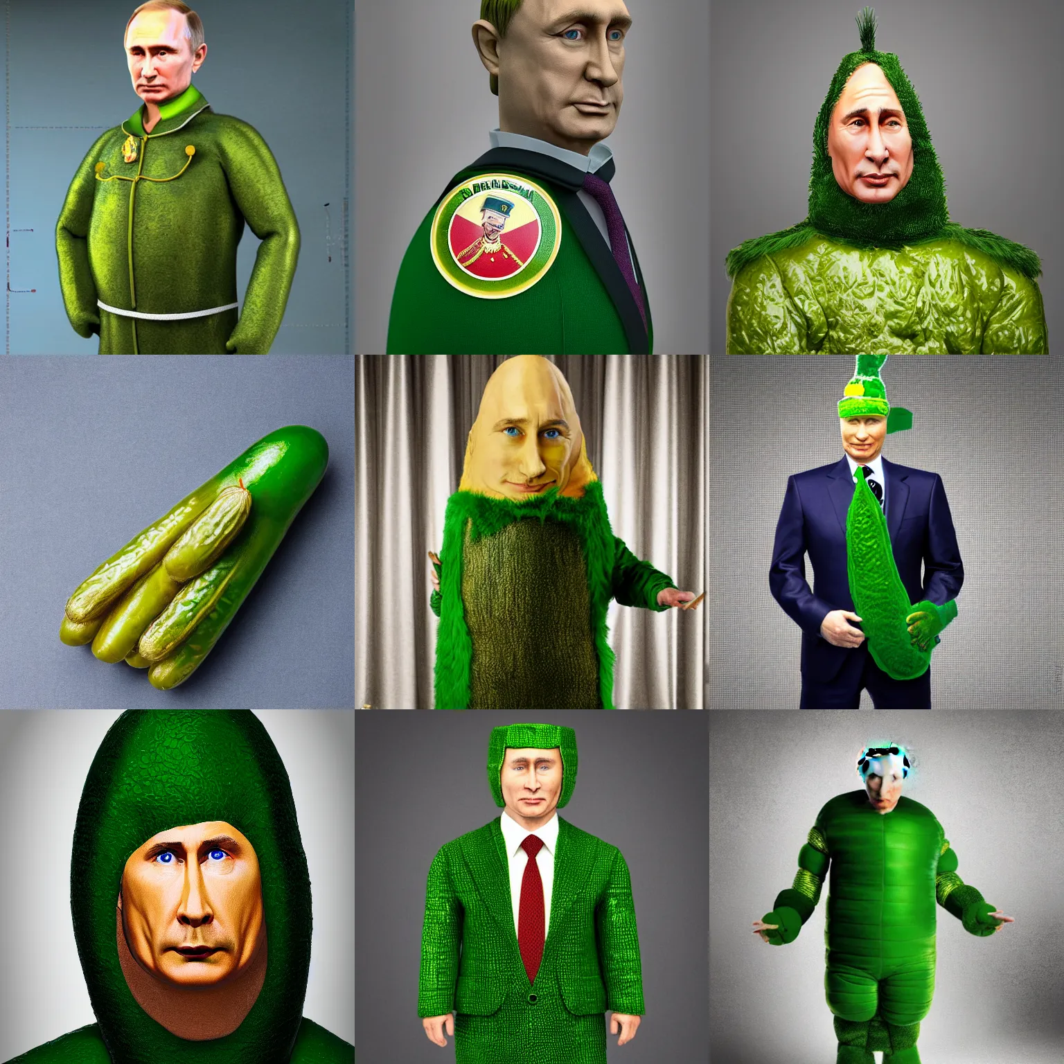 Image similar to putin wearing pickle costume, highly detailed, studio lighting, 4 k